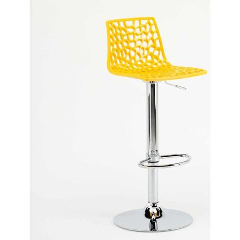 Barhocker mit Fußstütze Hoch Drehbar Höhenverstellbar für Küche Bar Grand Soleil Spider - Gelb