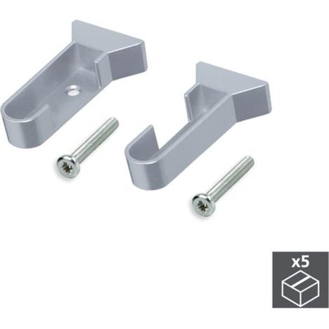 Emuca Soporte para barra de armario, Plástico, Gris metalizado, 5 ud. - (1/4)