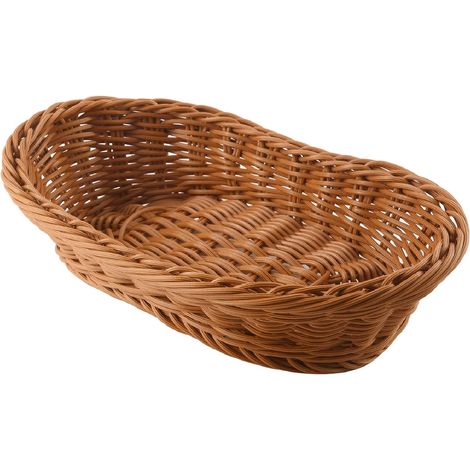 Panier à repas ovale en osier tressé Panier de service de 11 pouces pour étagère pour fruits et cosmétiques (1/5)