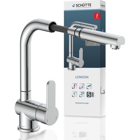 Robinet Cuisine Basse Pression avec Douchette Extensible Mitigeur, Robinet Evier de Cuisine avec Douchette, Rotative à 360° Froid (1/5)