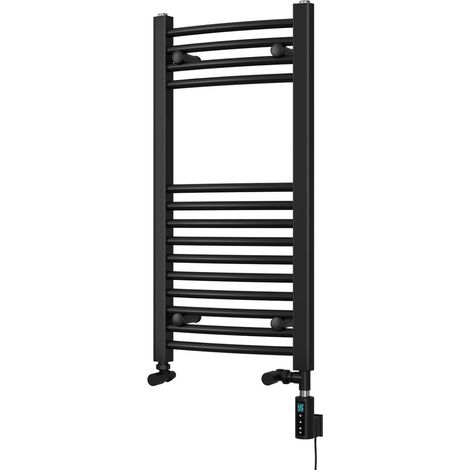 Zennor - Black Dual Fuel Towel Rail H800mm x W400mm Thermostatic WIFI - Curved (1/3)