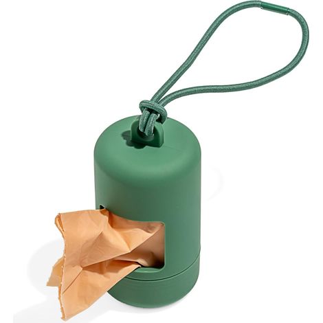 Distributeur de sacs à déjections canines avec attache pour laisse, étanche, bouchon à vis facile à remplir, comprend 1 rouleau de sacs.-AquaForge