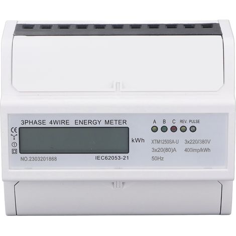 Compteur d'électricité triphasé 4 fils 7P avec affichage numérique LCD, montage sur rail DIN-AquaForge (1/5)