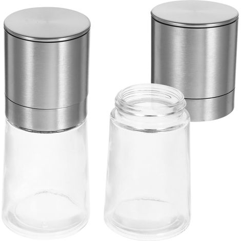 2 moulins à poivre manuels, inox et verre, transparents (1/5)