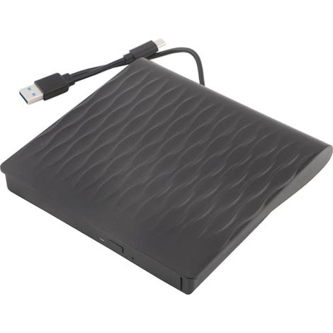 Lecteur optique externe portable USB 3.0 de 12,7 mm avec surface surélevée, noir, pour ordinateur de bureau et ordinateur portable (1/5)