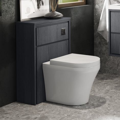 Hudson Reed Lille WC Unit 550mm Wide - Graphite Grey Woodgrain (1/4)