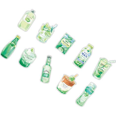 Set mit 10 dekorativen Klebeetiketten mit niedlichen Motiven für Tagebücher, exquisites grünes Dekorpapier für Zuhause und Scrapbooking (1/5)