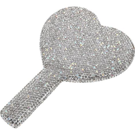 Miroir de Maquillage Compact de Cœur avec Cristaux, Miroir Portatif à Main Élégant pour Retouches Rapides et Usage Quotidien (1/5)