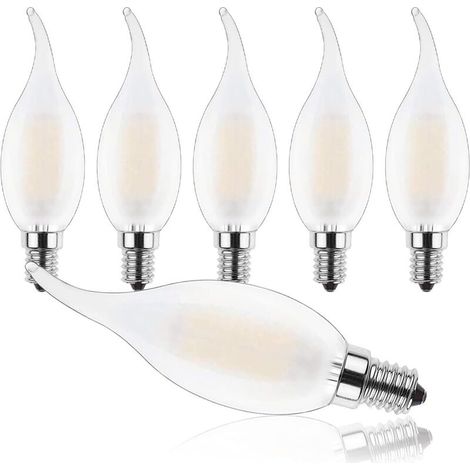E14 4W LED Candle Bulb, C35 Filament Candle Shape LED Bulb, Warm White 2700K, for Chandeliers, 4W Replaces 40W, 400lm, Non-Dimmable, Pack of 6 (1/5)