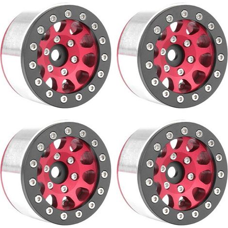 Juego de 4 ruedas metálicas rojas y negras de 1,55 pulgadas, piezas para coches RC Axial SCX10 TRX4 TRX6 D90 1/10