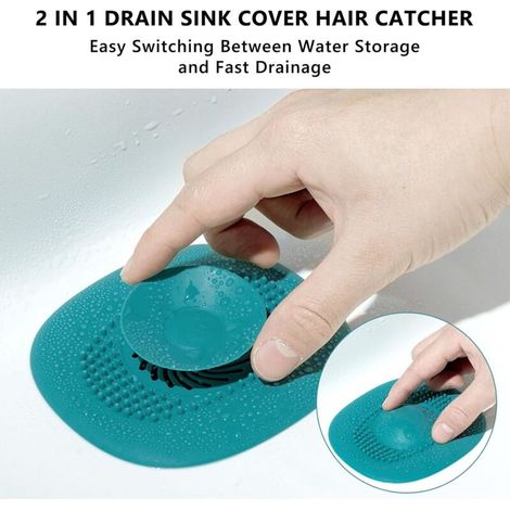 Kit 2 in 1 per scarico doccia: raccogli capelli e tappo per lavandino, resistente e ideale per bagno e vasca (confezione da 4) (1/4)