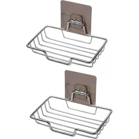 2 Seifenkörbe aus Edelstahl – Duschseifenhalter ohne Bohren – für Dusche, Badewanne, Küchenspüle usw. (1/4)