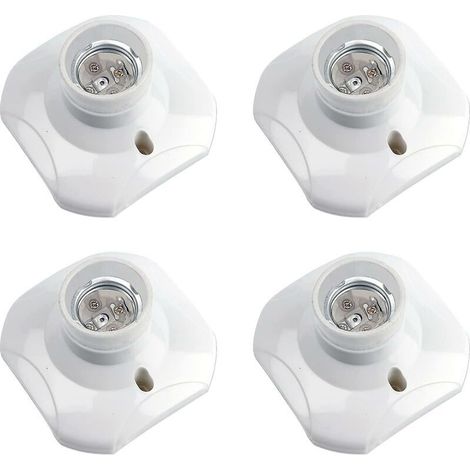 Douille Plafond E27 à Visser, Douille E27 Garage, AC 220-240V, Support Douille pour Ampoule LED, Base Plafonnier Culot E27, Base de Lampe Plastique Blanche pour Lampe au Mur, lot de 4 (1/5)