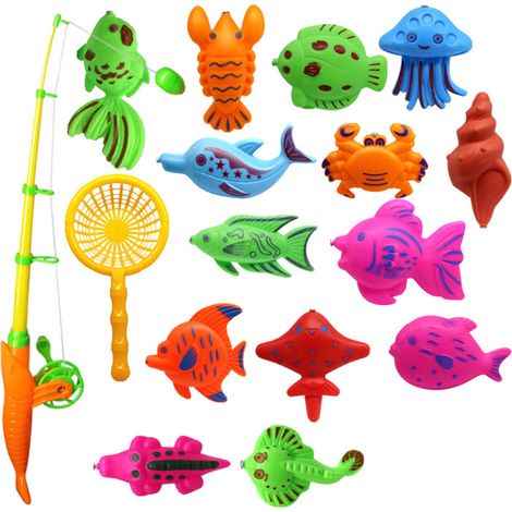 Jeu de pêche magnétique 15 pièces, jouets flottants pour bain et piscine, éducatifs et amusants pour enfants (1/5)