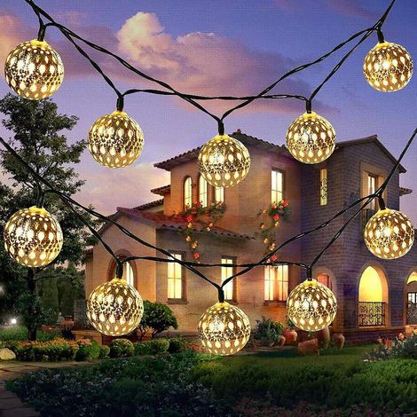 Lichterkette mit marokkanischen LED-Kugeln, 8 automatische Ein-/Ausschaltmodi, warmweiß, 6 m (1/4)