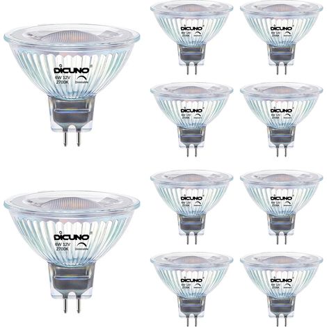 Ampoule LED GU5.3 MR16 Dimmable, 6W équivalent 60W, 12V Basse Tension, 420lm, Blanc chaud 2700K, Spot LED 40°, Ampoule GU5.3 encastrable, Éclairage intérieur, Lot de 6 (1/5)