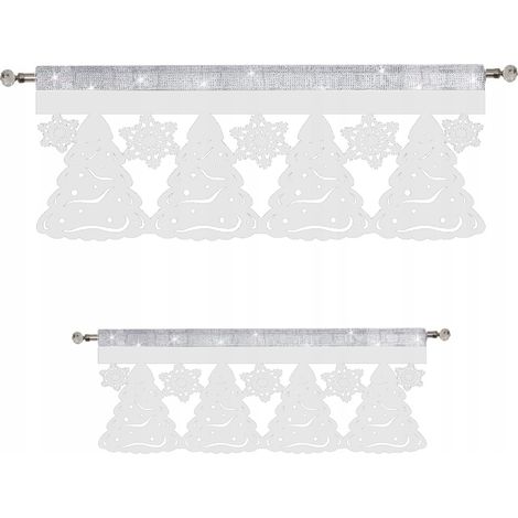 SET: Mantovana per tenda, alberi di Natale, fiocchi di neve, GLAMOUR, 90x38, 60x35