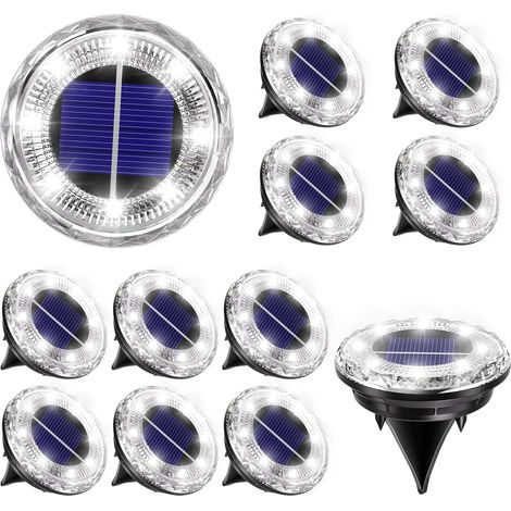 Solar Lights Outdoor Garden, 12 Pack Solar Garden Lights Outdoor Waterproof IP65, 8 LEDs Small Solar Ground Lights for Pathway Lighting, Driveway, Lawn, Patio, Walkway & Landscape Lighting (1/5)