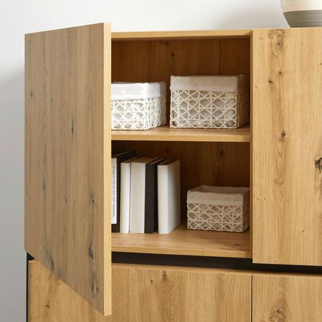 Mömax Highboard Jasmina Schwarz/Eichefarben MDF/Metall (1/5)