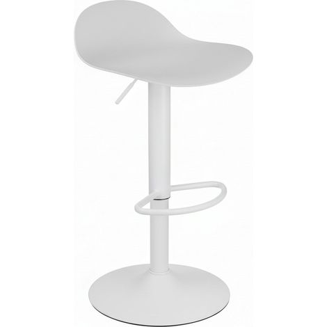 Baroni Home Sgabello Girevole con Altezza Regolabile, Fondo Antigraffio e Poggia Piedi, Per Cucina, Ristorante e Bar, Leggero e Montaggio Facile, 40x40x64-86 cm, 1 Pezzo, Bianco (1/5)