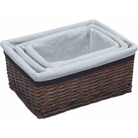 Maison Exclusive - Set Cestini Impilabili 3 pz Marroni in Salice (1/5)