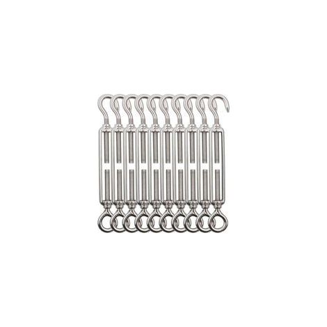 Lot de 10 tendeurs de câbles en acier inoxydable M5, à crochet et œillet, pour suspension extérieure, garde-corps et plantes grimpantes