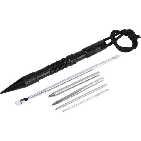 Bracelets de Survie en Paracorde avec Aiguilles à Tisser en Aluminium DIY - Kit de 6 Pièces Noir
