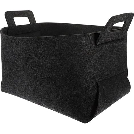 Panier de rangement, 18 x 13 x 11 cm, en feutre, couleur noire, pour la maison, la chambre ou la buanderie.-AquaForge (1/4)
