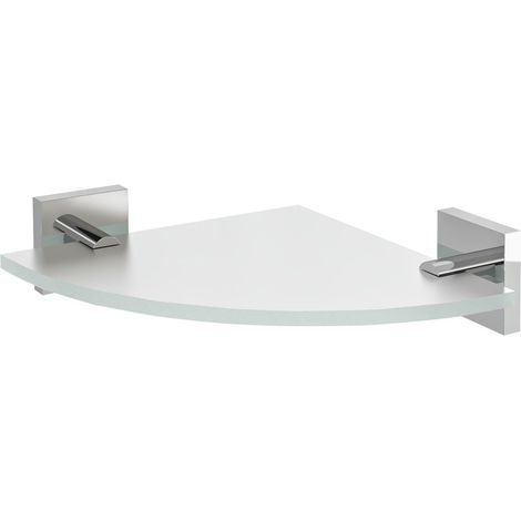 X-SQUARE étagère d'angle en verre, quart de rond 200x200mm, chrome/verre dépoli