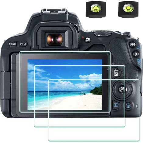 Protector de pantalla para Canon EOS 200D M50 M100 y tapa protectora para la zapata de la cámara Canon EOS M50 M100, cristal templado óptico de 0,3 mm, dureza 9H, resistente a los arañazos - Paquete d