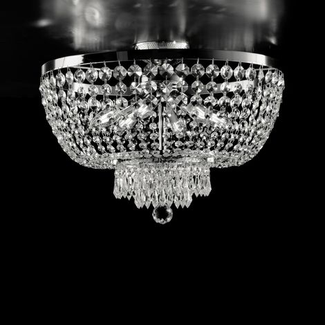Imperial Deckenlampe aus Eisen und verchromtem Messing mit sechs Lichtern 50x h37 cm