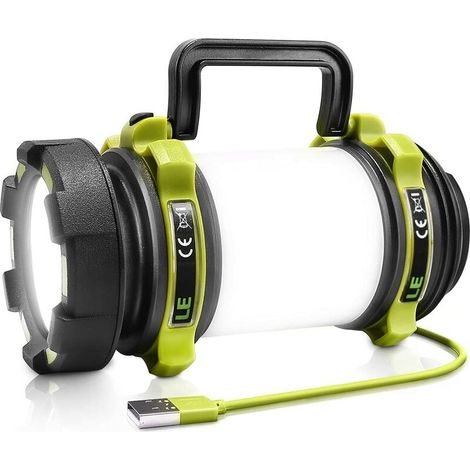 VURAHOME - Lampe Camping LED, Lanterne Camping Rechargeable 2600mAh, Lampe Torche LED Puissante 6 Modes, Cable USB Inclus, Etanche pour Bricolage, Randonnee, Garage, Secours, Cave etc. (1/5)