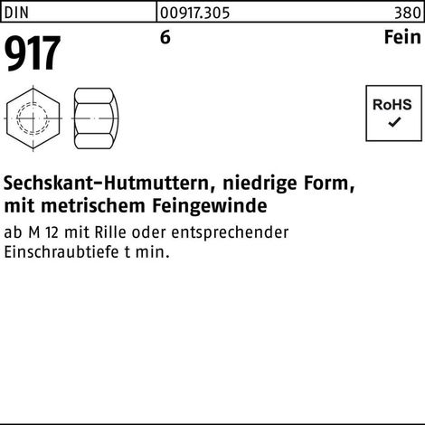Sechskanthutmutter DIN 917 niedrige Form M 16 x 1,5 6