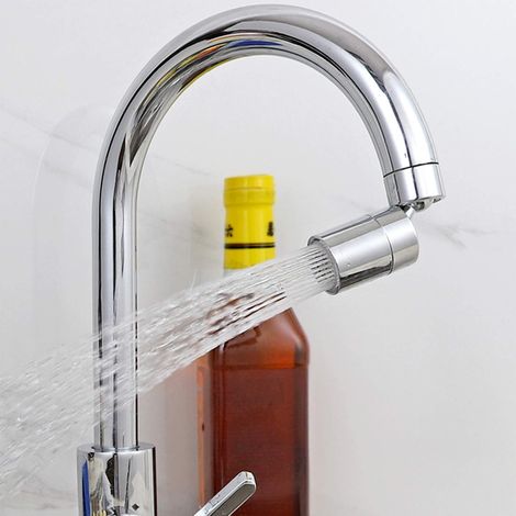 Aérateur de robinet à grand angle, aérateur de robinet pivotant, robinet de cuisine pivotant à double position, anti-éclaboussures (1/4)