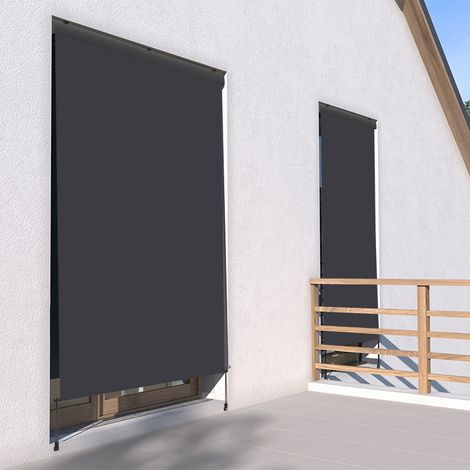 Store vertical enrouleur extérieur 1,8 x 2,5 m – Coffre en aluminium extrudé – Toile imperméable anti-uv gris anthracite – Fixation murale ou plafond – Sunny Inch (1/5)