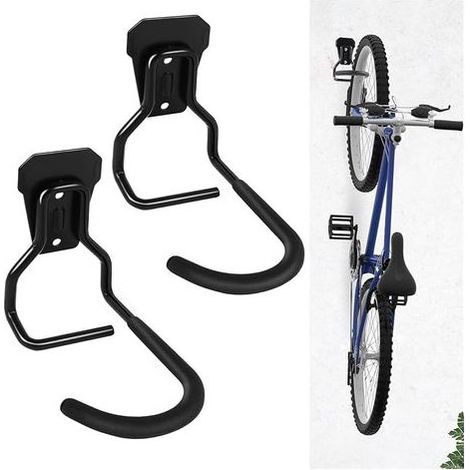 Ensemble de 2 Crochets verticaux, cintres de vélo, Crochets Robustes Support de Porte-vélos Mural, pour Garage,range velo,Support Vertical de Vélo,support velo sol (1/5)