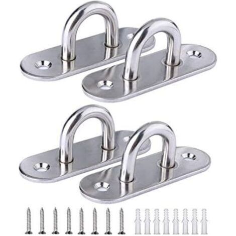 Set de 4 placas ovales de rosca M6 en acero inoxidable 304 para uso marino con 8 tornillos y anclajes plásticos para cubierta/pared/bote (1/3)
