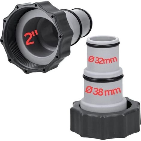 Satz von 2 Adaptern A für Schwimmbad I 38 mm und 32 mm auf 5,1 cm Innengewinde I Rohrmuffe Ø 32-38 mm mit Ring [62]