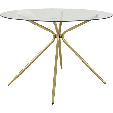SilvieTable à manger en verre et laiton 4 personnes D110 (1/3)