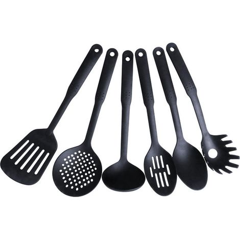 6-teiliges Küchenutensilien-Set, Haushaltsaccessoires, antihaftbeschichteter Nylon-Rührlöffel, Kochspatel, Sieb mit langem Griff, Küchenutensilien-Set