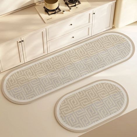 LAN Finition texturée, 5080cm (terre de diatomées) Tapis de sol absorbant et antidérapant en terre de diatomées, facile à nettoyer, de forme ovale, adapté à une utilisation dans la salle à manger et l (1/5)