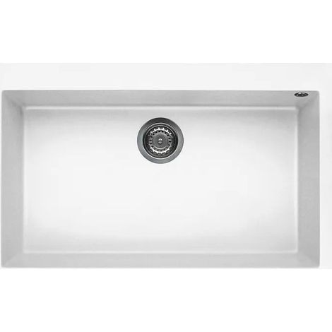 Elleci Quadra 130 Évier à encastrer 1 bac sur plan de travail 79x51 cm Keratek Plus Cloud 88 LKQ13088