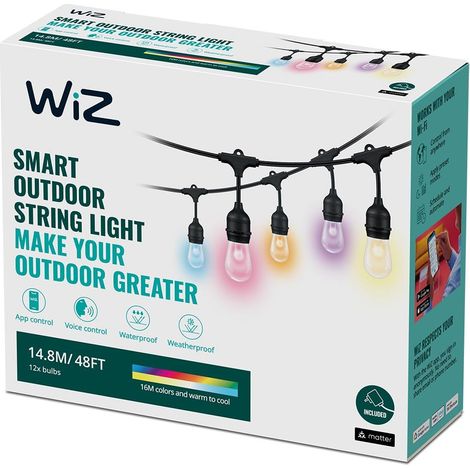 Guirlande Lumineuse Connectée, 16 millions de couleurs et nuances de blanc, 15 mètres, Idéal pour un utilisage extérieur (IP65), Compatible (1/5)