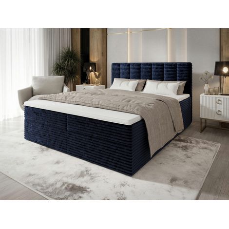 Lit Boxspring Tiliani - Bleu - 160x200 Cm - Lit Moderne - Lit Élégant - Matelas À Ressorts Bonnell (1/5)