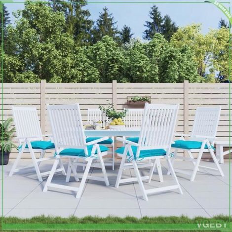 361506 Coussins de chaise lot de 6 turquoise 40x40x7 cm tissu (1/5)