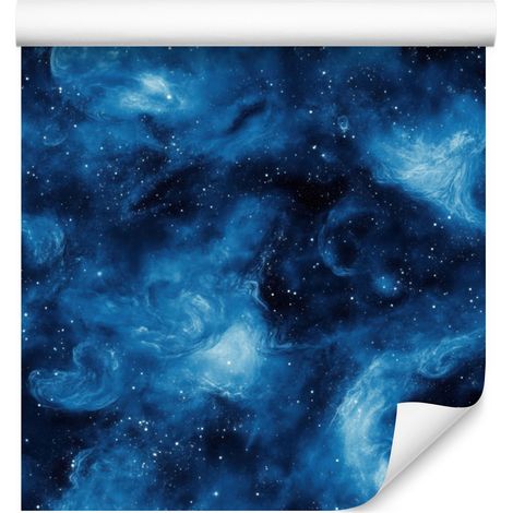 Blaue Aquarell-Galaxie-Tapete, Soft Forms 50x1000 cm (1/5)
