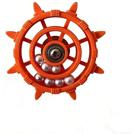 Toupie à perles colorées Parrot Rudder pour soulager le stress et se divertir. Convient pour perruches, conures et décoration de cage d’oiseaux. Perles orange et blanc. (1/4)