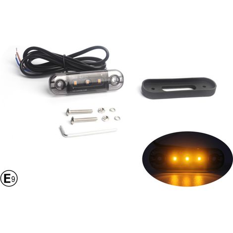 Feu de gabarit/feu de marquage à LED (diode), orange, à lentille fumée, E‑Mark, 12–24 V, avec câble de 30 cm