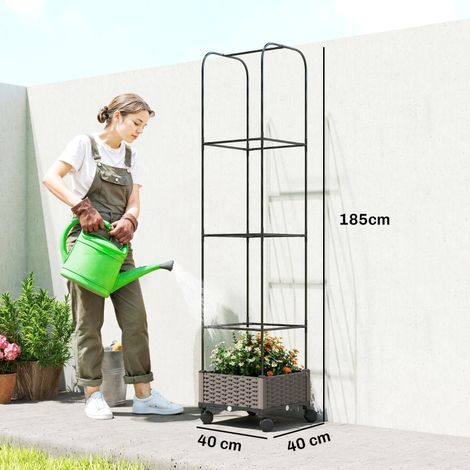 Plate-bande surélevée avec treillis,jardinière mobile avec rouleau,trou de drainage,jardinière 40 x 40 x 185 cm (1/5)