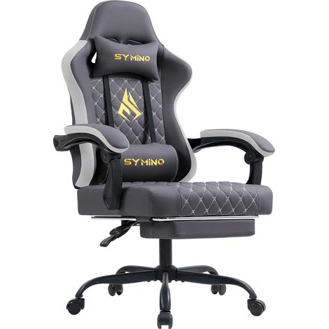 Symino Chaise de Gamer Ergonomique, Chaise Gaming avec Soutien Lombaire Repose-Pieds, Fauteuil de Bureau réglable et pivotant capacité de Charge 151 kg, Cuir PU